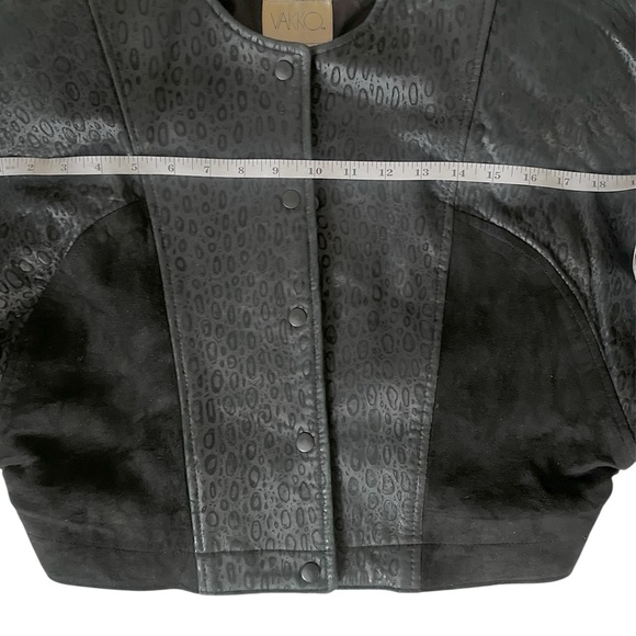 Vakko Neiman Marcus Cropped Leather Jacket Vintage Black - Picture 11 of 16